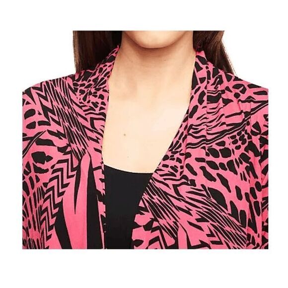 Susan Graver Women 2X Printed Liquid Knit Cascade Front Cardigan Spicy Coral NWT - Picture 1 of 4
